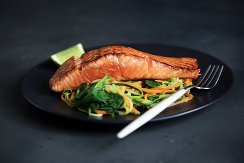 Fish fillets arranged