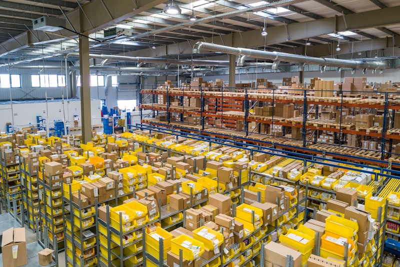 Warehouse forklift moving frozen fish cartons